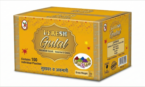 I Fresh Skin Friendly Holi Gulal 100Pcs(Red,Yellow,Pink,Green,Blue Color)